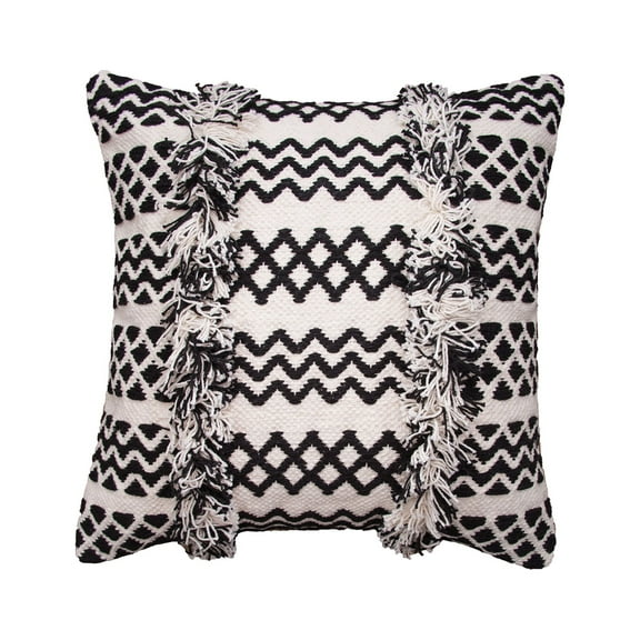 Harlow Black Woven Square Accent Throw Pillow, 18" x 18"