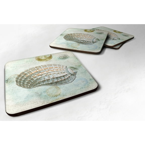 Carolines Treasures SB3029FC Beach Conch Shell Top Foam Coaster Set of 4 3 1/2 x 3 1/2 multicolor