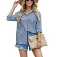 thumbnail image 1 of Blusa de corte casual,Blusa de corte casual, blusa con botones en V, blusas con cuello en V, diseño aerodinámico, 1 of 6
