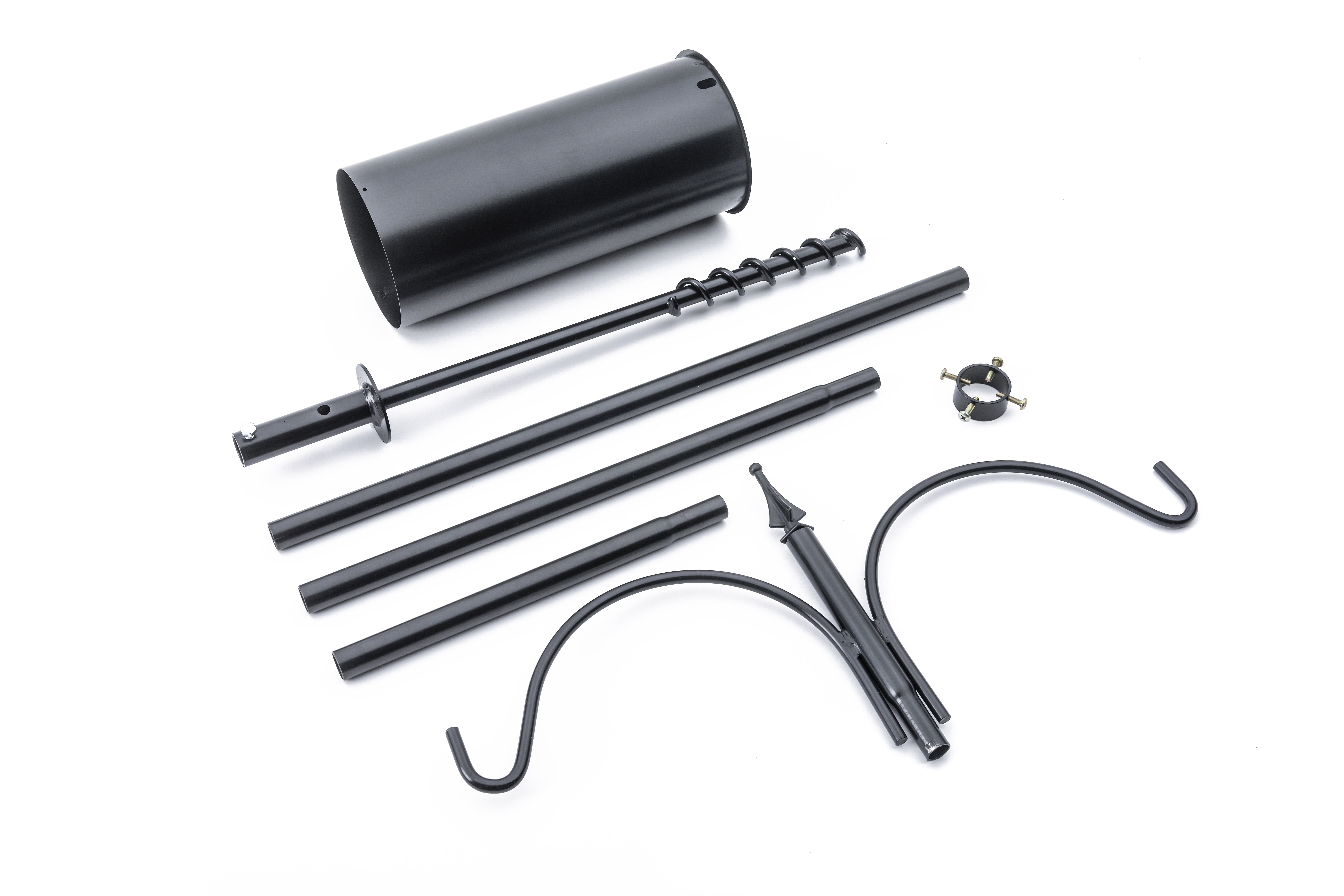 Birds Choice 4 Arm Pole Package, Heavy Duty 1" Diameter Bird Feeder Pole Set with Squirrel Baffle, Black