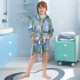 thumbnail image 5 of FORMRS Niños Bathrobe Unisex Hooded Robe Soft Plush Pajamas Sleepwear, Size 2-3T, Sea Window, 5 of 7