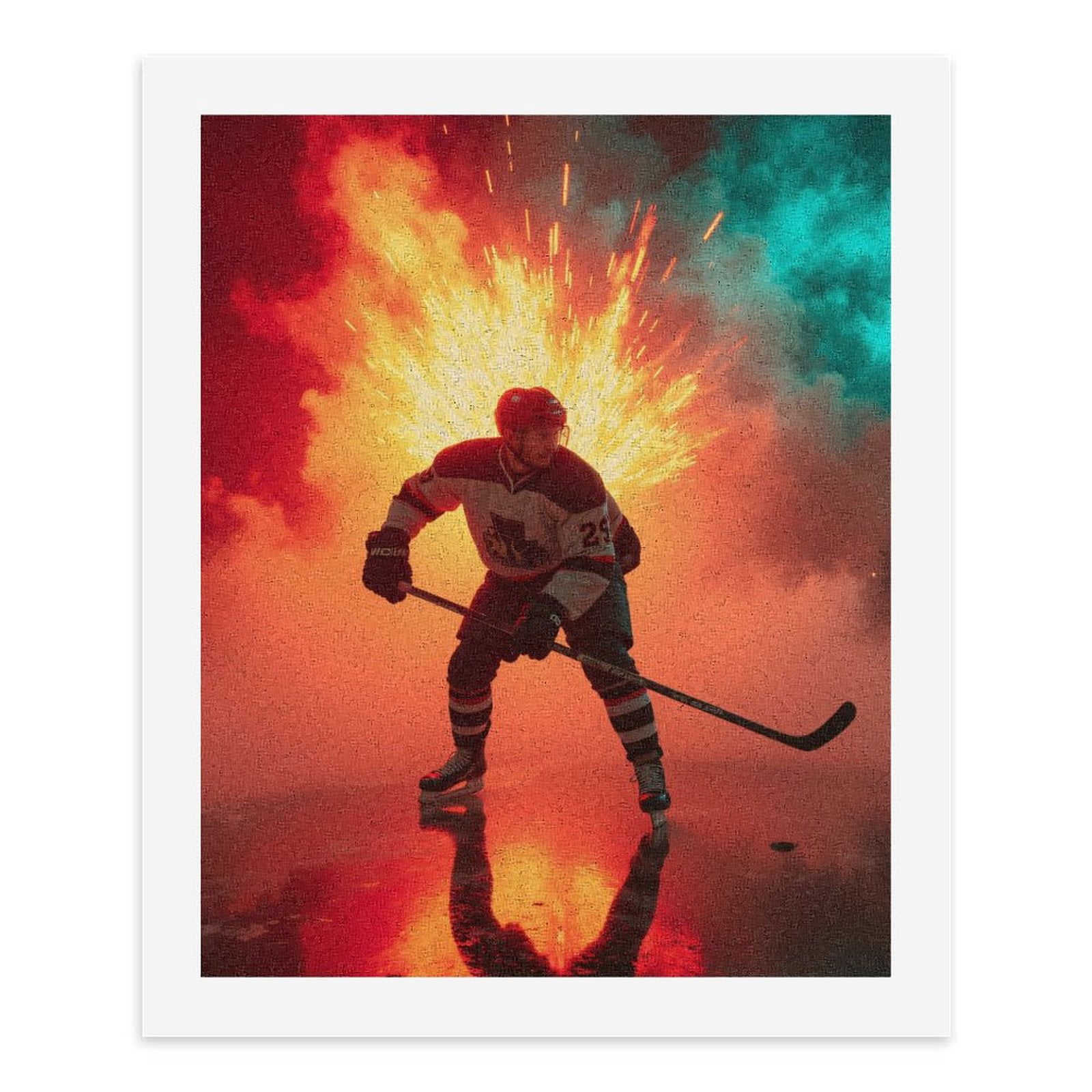 Paint by Numbers Kit for Adults, Ice Hockey Player with Vibrant Background Paint by Numbers, Easy Paint by Numbers Kit for Adults Beginner, DIY Adult Paint by Number Kits on Canvas, Home Decor