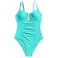 thumbnail image 5 of QURATI Swimwear Women'S V Neck Swimsuit Adjustable Spaghetti Straps Bathing Suit Swimwear Sky Blue L, 5 of 7
