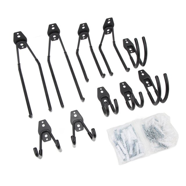 Heavy Duty Garage Hooks, Metal Anti Slip Garage Hanger Utility Hooks For Power Tools Ladders Bulk Items Black