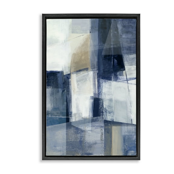 Stupell Industries Dynamic Geometric Abstract Abstract Painting Black Floater Framed Canvas Art Print Wall Art, 17 x 25