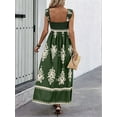 thumbnail image 5 of Womens Square Neck Boho Maxi Dress Casual Long Spring Summer Dresses Sundresses for Women Beach Vacation 2025 Green XXL, 5 of 8