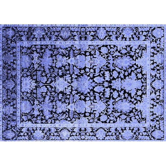 Ahgly Company Machine Washable Indoor Rectangle Oriental Blue Industrial Area Rugs, 8' x 10'