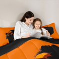 thumbnail image 4 of Castle Fairy Black Girl Twin Comforter Sets 2pcs,Orange Black Bedding Set,Grey Reversible,1 Comforter and 1 Pillowcase, 4 of 6