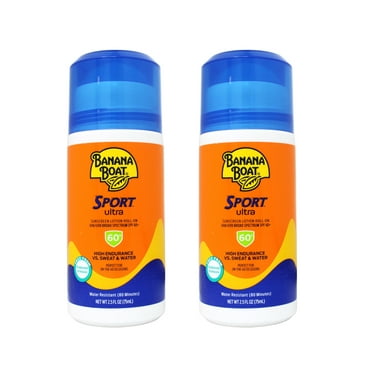 2 Pack - Banana Boat Sport Ultra Sunscreen Lotion Roll-On 2.5 Oz, 60 SPF, Water Resistant (80 Minutes) Sunblock, Superior Endurance VS Sweat & Water