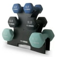 thumbnail image 2 of HolaHatha 3, 5, and 8 Pound Dumbbell Hand Weight Set with Storage Rack, 2 of 7