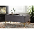 thumbnail image 5 of Valere Glam and Luxe Grey Velvet Fabric Upholstered Gold Finished Button Tufted Storage Ottoman, 5 of 5