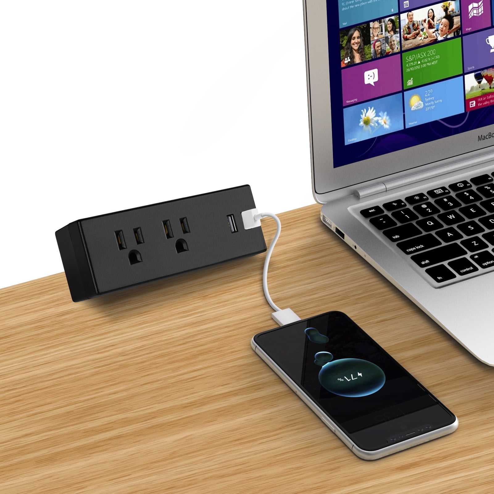 Desk Clamp Power Strip with USB Ports Desktop Mountable Outlets Table Edge Power Plug