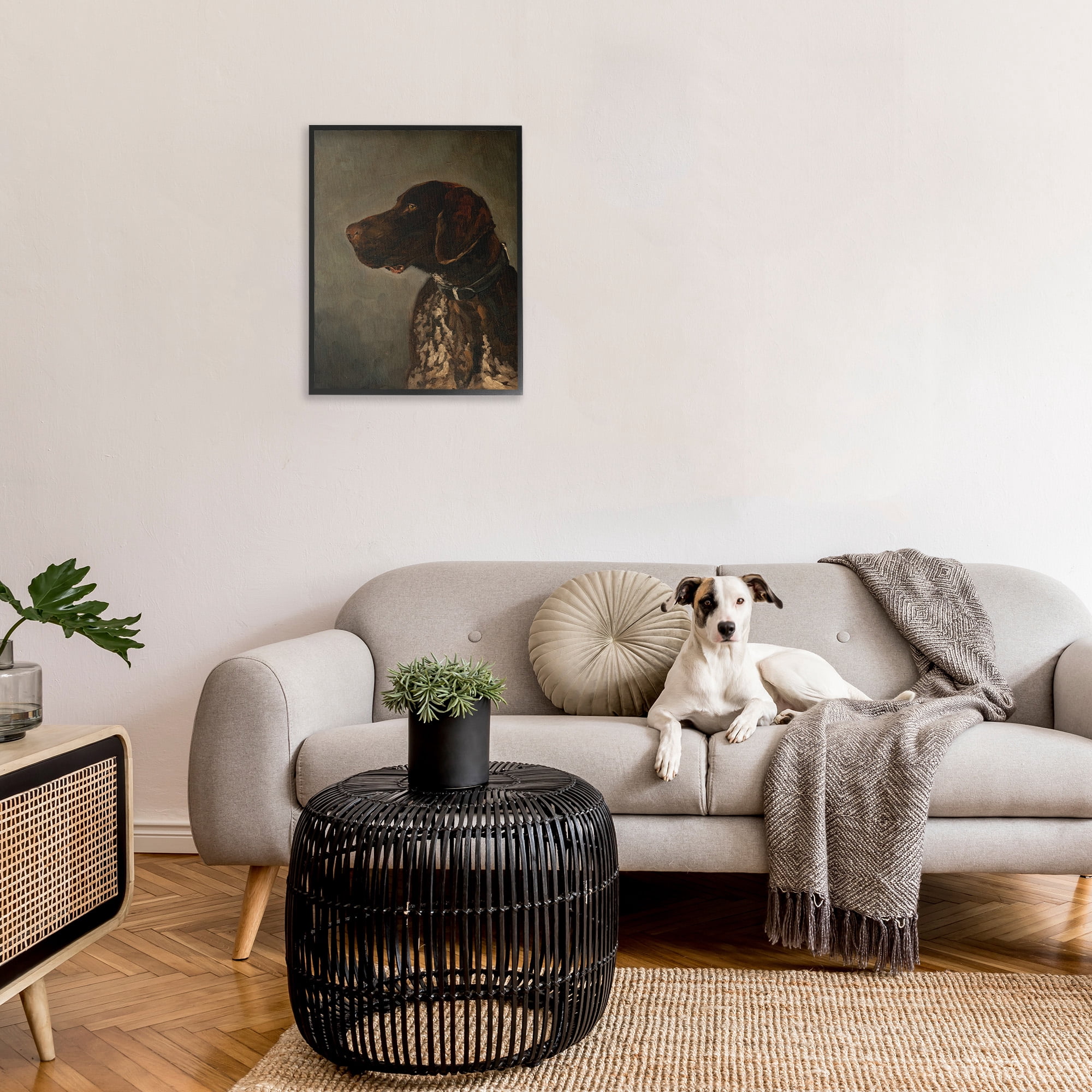 Stupell Industries Traditional Pointer Dog Portrait Animals & Insects Painting Black Framed Art Print Wall Art, 24 x 30