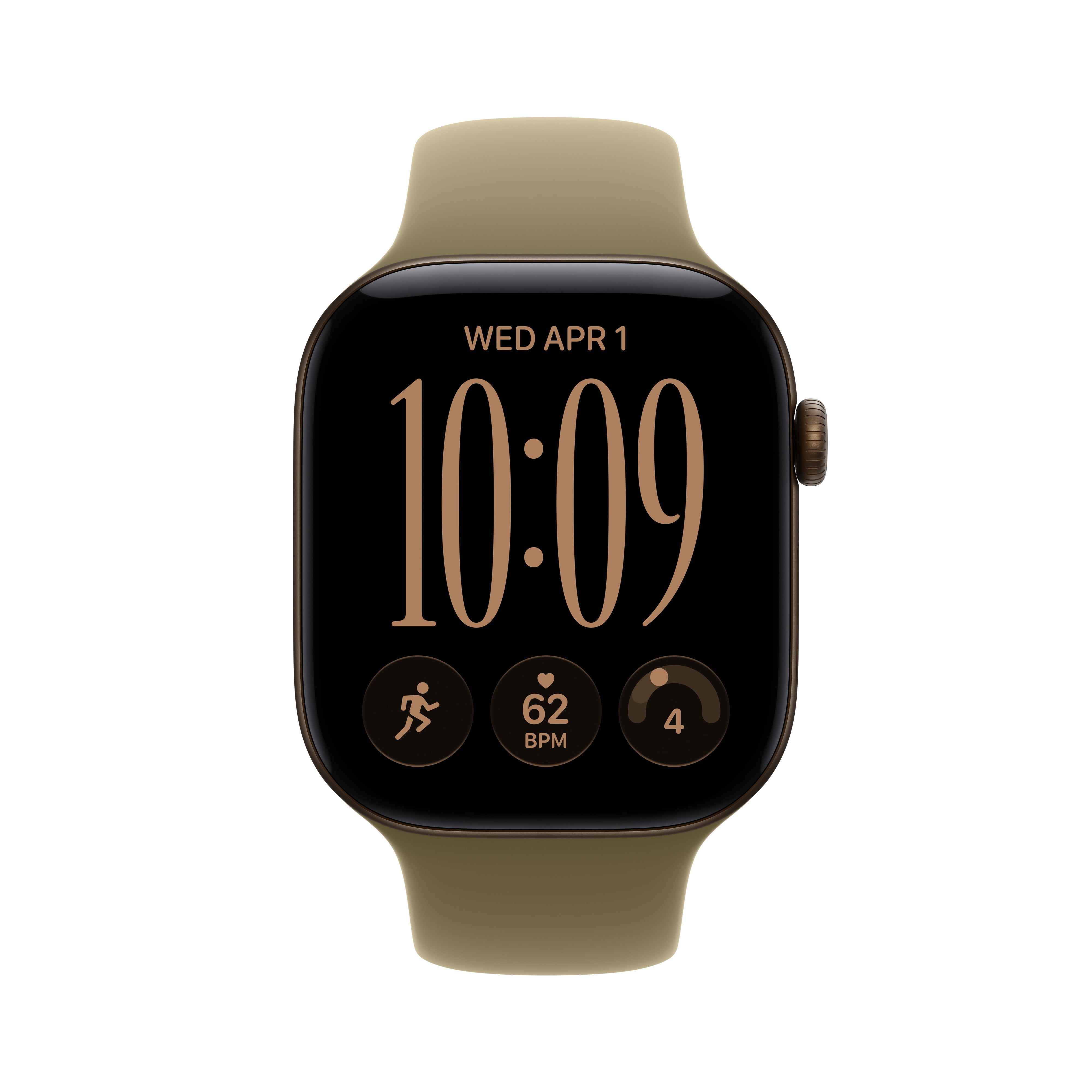 Apple Watch Series 12 GPS 46mm Dark Bronze Aluminum Case with Olive Sport Band - S/M