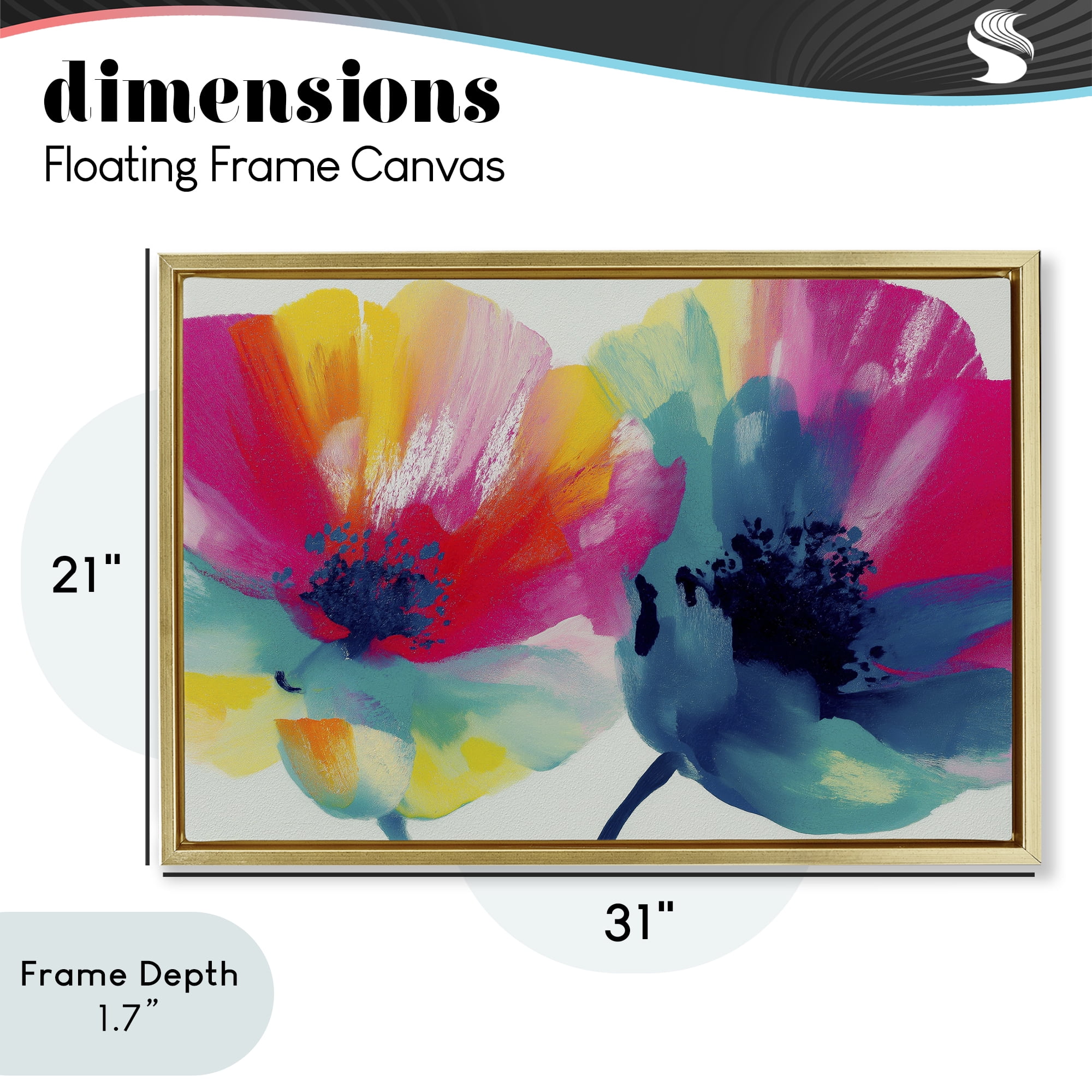 Stupell Industries Two Colorful Poppies Gold Framed Floater Canvas Wall Art, design by Chromatic Storm Studio