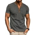 thumbnail image 2 of WAENQINLA Big and Tall Henley Shirts for Men Short Sleeve Button V Neck Cotton T-Shirts Color Block Soft Lightweight Shirts Bronze T Shirts,Size S-3XL, 2 of 7