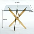 thumbnail image 2 of Noble House Table à Manger Carré, Table à Manger en Verre, Base en Métal en Forme de X Ton Or, Doré, 2 of 2