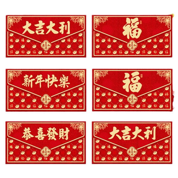 6 Pcs Chinese New Year Red Envelopes, 2026 Horse Years Chinese Traditional New Years Reds Packets, Year of The Horse Hong Bao Reds Pocket Envelope for NewYear, Wedding