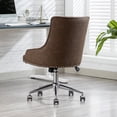 thumbnail image 4 of Swivel Office Chair, PU Leather Vanity Chair, Modern Button-tufted Accent Chair, Height Adjustable Task Chair, Comfort Upholstered Chair with Soft Back, for Home, Office, Study, Brown, D5803, 4 of 10