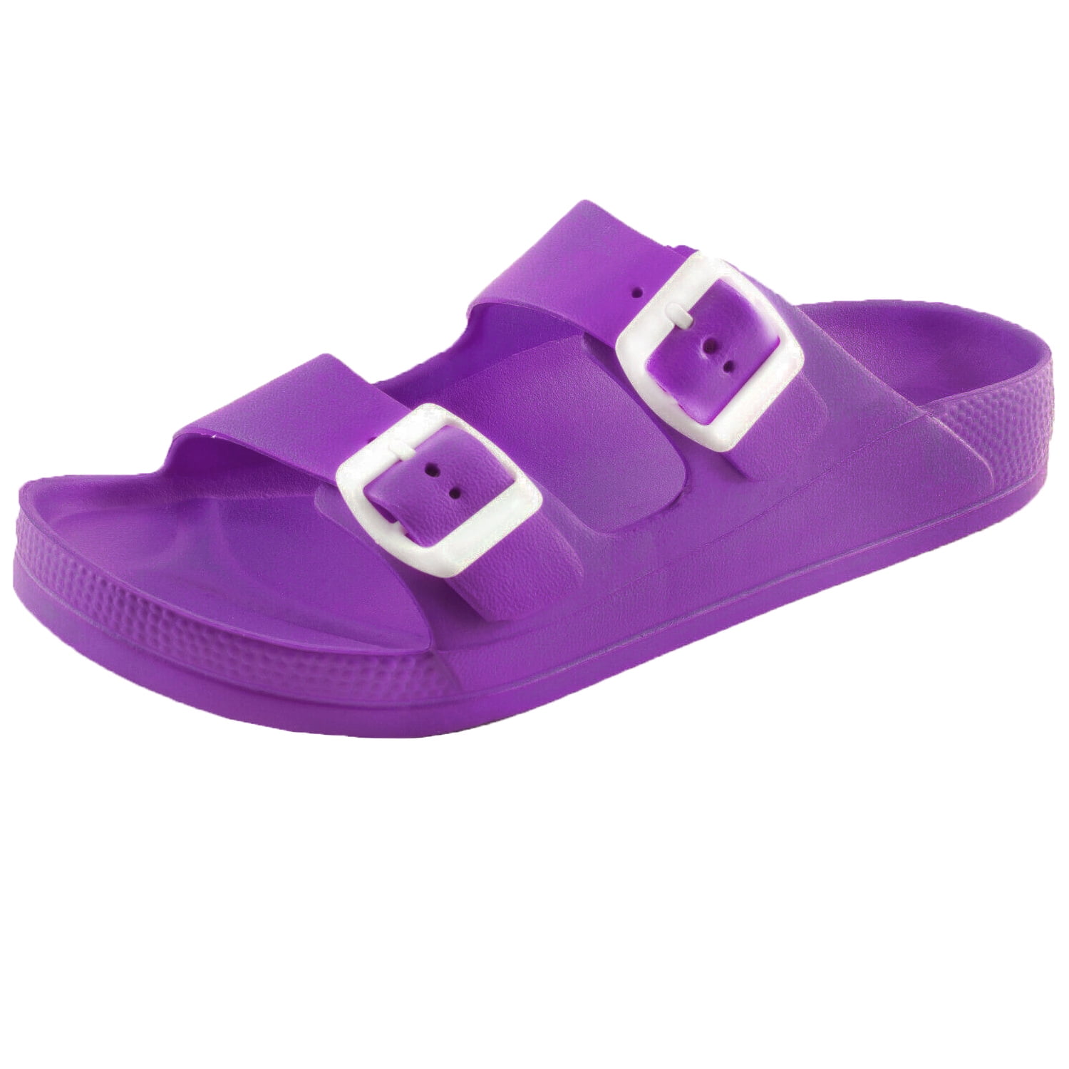 slide sandals with buckle