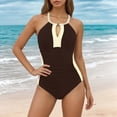 thumbnail image 2 of Womens Plus Size One Piece Swimsuits Women's Plus Size Color Block Bathing Suit with Full Coverage and Sculpting One Piece Coffee XL, 2 of 4