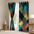 thumbnail image 3 of 38''Wx45''L Curtains For Men & Women - Luxurious Diamond Geometric & Grid Plaid Design | Colorful Checkered & Abstract 30%-50% Blackout Curtains | Modern Geometry Diamond Striped Window Curtains, 3 of 5