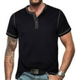 thumbnail image 2 of Birdeem T-Shirt à Manches Courtes Décontracté Mode Col Rond Boutons Blouse, 2 of 12