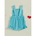 thumbnail image 3 of SUNSIOM Baby Girls Summer Sweet Overalls Infant Sleeveless Lobster Bow Embroidery Ruffle Trim Romper, 3 of 6