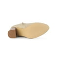 thumbnail image 5 of BLISSFUL STEP Ankle Boots Solid Round Toe Side Zip Buckle Heels Beige 9, 5 of 7