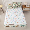 thumbnail image 3 of catabedysis Cartoon Camping Zipper Twin Comforter Sets with Fitted Sheet and 2 Pillowcases,Wildlife Camper Print Zipper Bedding Set For Boys,Multicolor,Colorful Stars Reversible,4 Pieces, 3 of 7