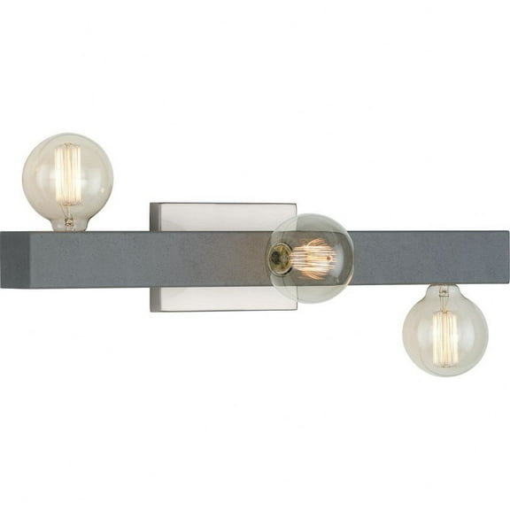 Progress Lighting, Mill Beam Collection, 3-Light Industrial Bath Vanity Light, Brushed Nickel, Faux Concrete Shade