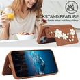 thumbnail image 4 of for iPhone 15 6.1-inch Crossbody Wallet Case, Women Flip Cover Flower Design PU Leather Kickstand Card Holder Slots Wrist Strap Lanyard Purse Phone Case for iPhone 15, Brown, 4 of 9