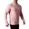 thumbnail image 2 of Men's Hooded Quick Dry UPF 50+ Sun Protection Hiking T Shirts Long Sleeve Athletic Fishing Shirts Rash Guards Big and Tall Size S-4XL Pink, 2 of 8
