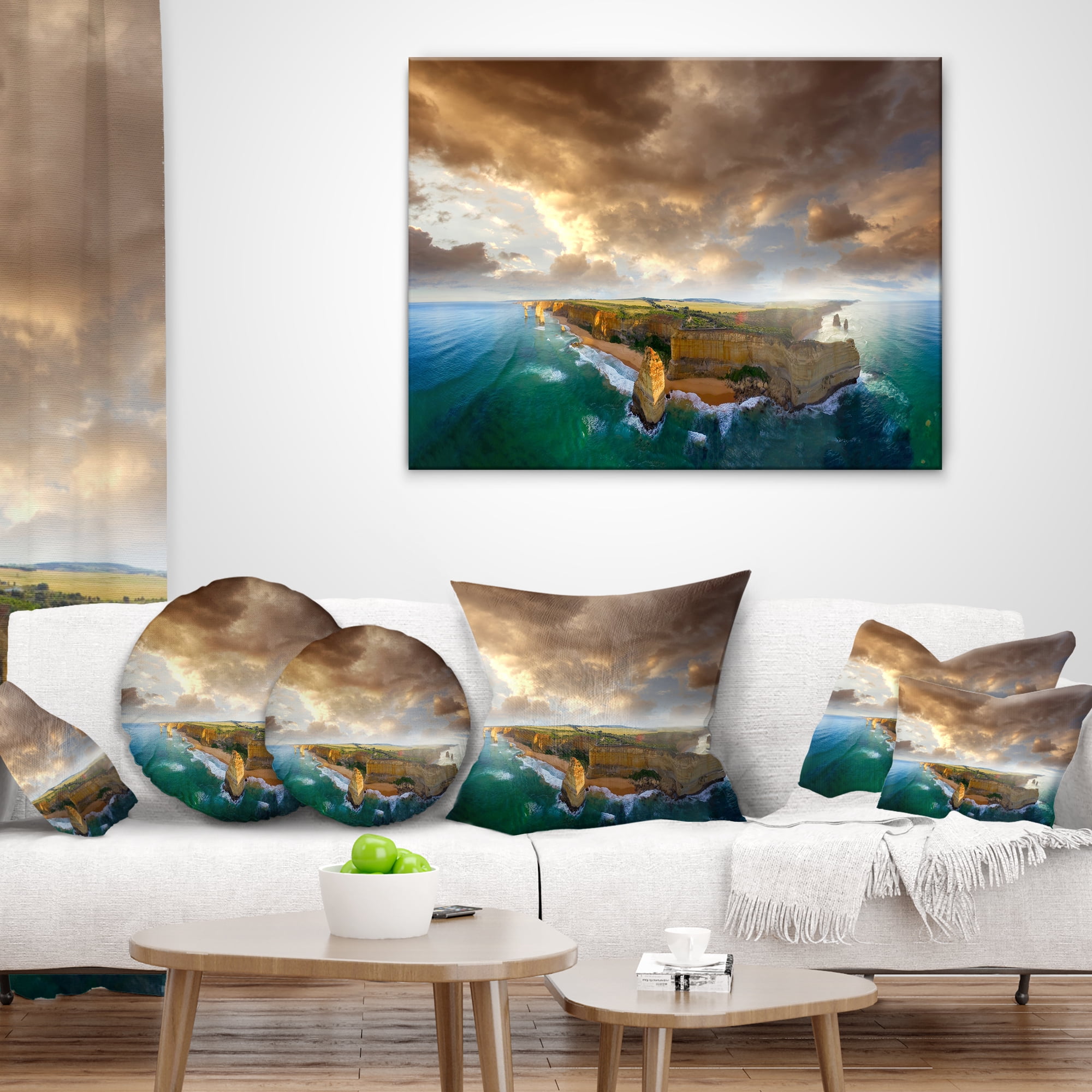 Designart Great Ocean Road Australia Blue - Seascape Throw Pillow - 16x16