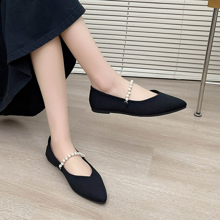 Dakaela Mary Jane Flats for Women Pointy Toe Slip on Wedding