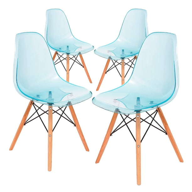 Sillas Eames Gaon set 4 Piezas Minimalistas Acrílico Azul Para Comedor Clear