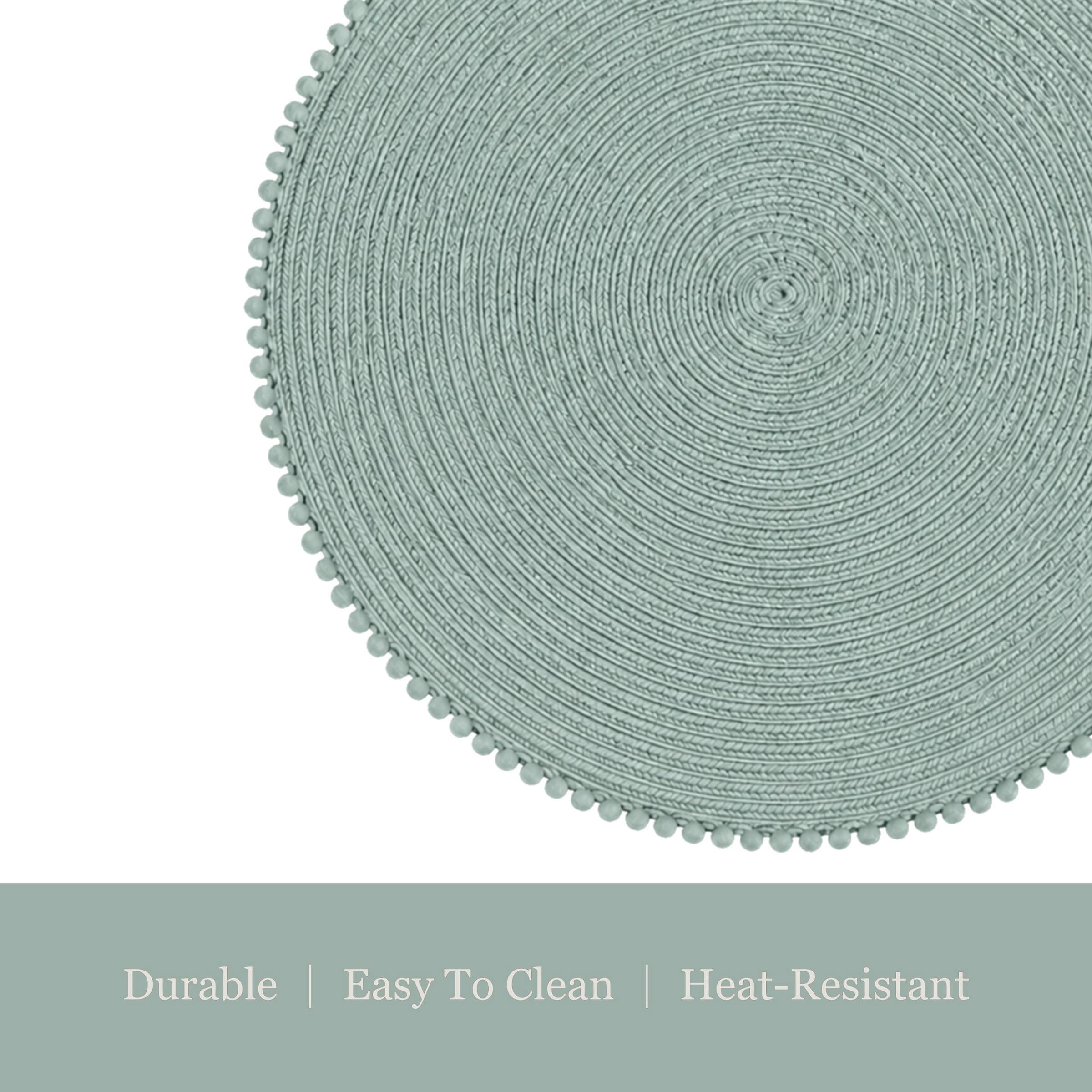 Dainty Home Set of 6 Placemats | Elegant and Durable | 15x15 in Round Woven Non-Slip Washable Place Mats | Tear-Resistant Heat | Resistant Placemats