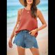 thumbnail image 5 of Camisola de Verano con Cuello Halter y Espalda Descubierta para Mujer, Estilo Y2K, para Salir, Playa Naranja Rojo XS, 5 of 10