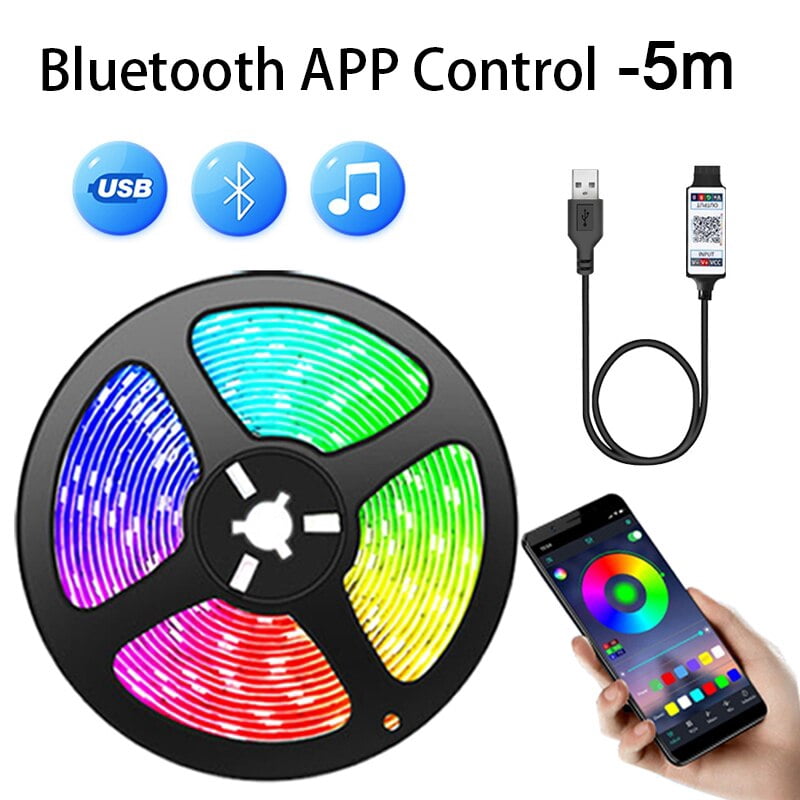 RGB 5050 Led Strip Light Bluetooth App Control 5V USB Led Tape Flexible ...