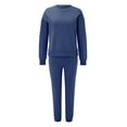 thumbnail image 1 of Liyamei Ensemble Mode Automne et Hiver pour Femmes Couleur Unie Col Rond Tête Plus Velours Manches Longues Pantalon Long Ensemble Chandail, 1 of 5