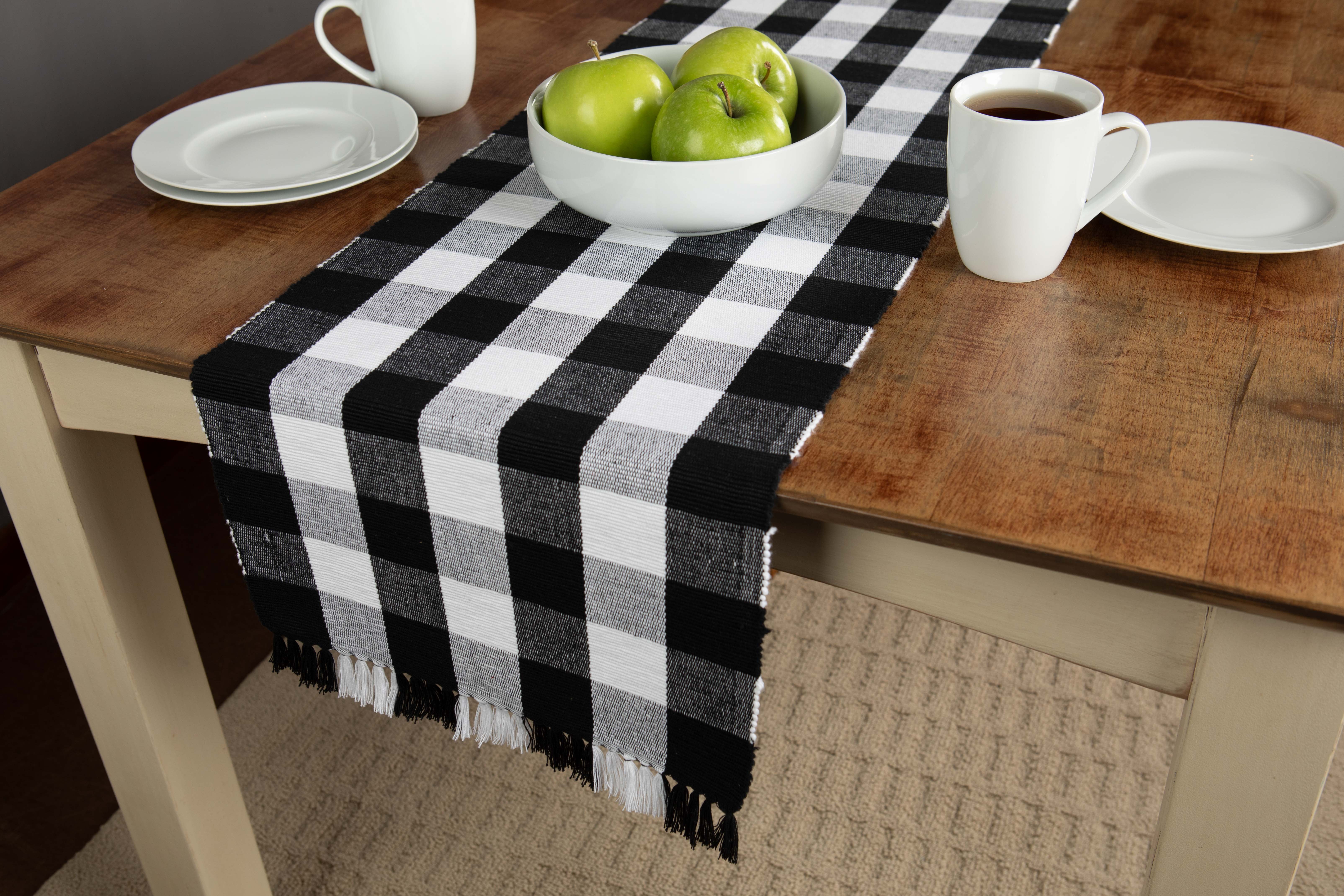12x96 inches Black and White Buffalo Check Lumberjack Farmhouse Table Runner 