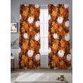 thumbnail image 2 of Thanksgiving Fall Sheer Curtains 108 inches Long, Orange White Pumpkins Maple Leaves Light Filtering Sheer Window Curtains Rod Pocket Voile Drapes for Bedroom Living Room, 2 Panels 52"W x 108"L, 2 of 7