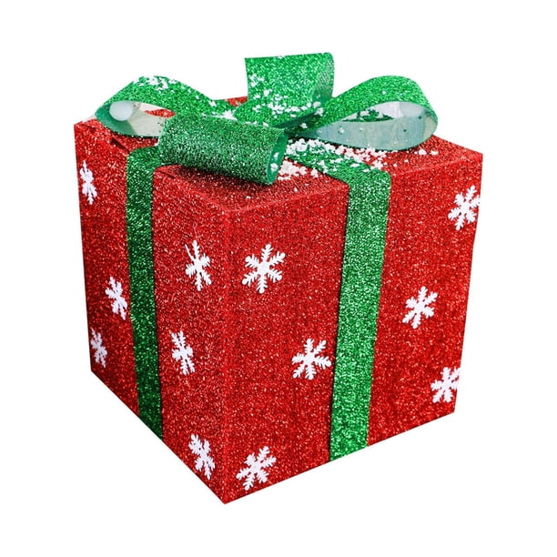 Xihbxyly Ofertas Del Prime Day de Hoy Caja de Regalo En Adorno Navideño, Decoración de Ventana, Caja de Regalo En Copos de Nieve