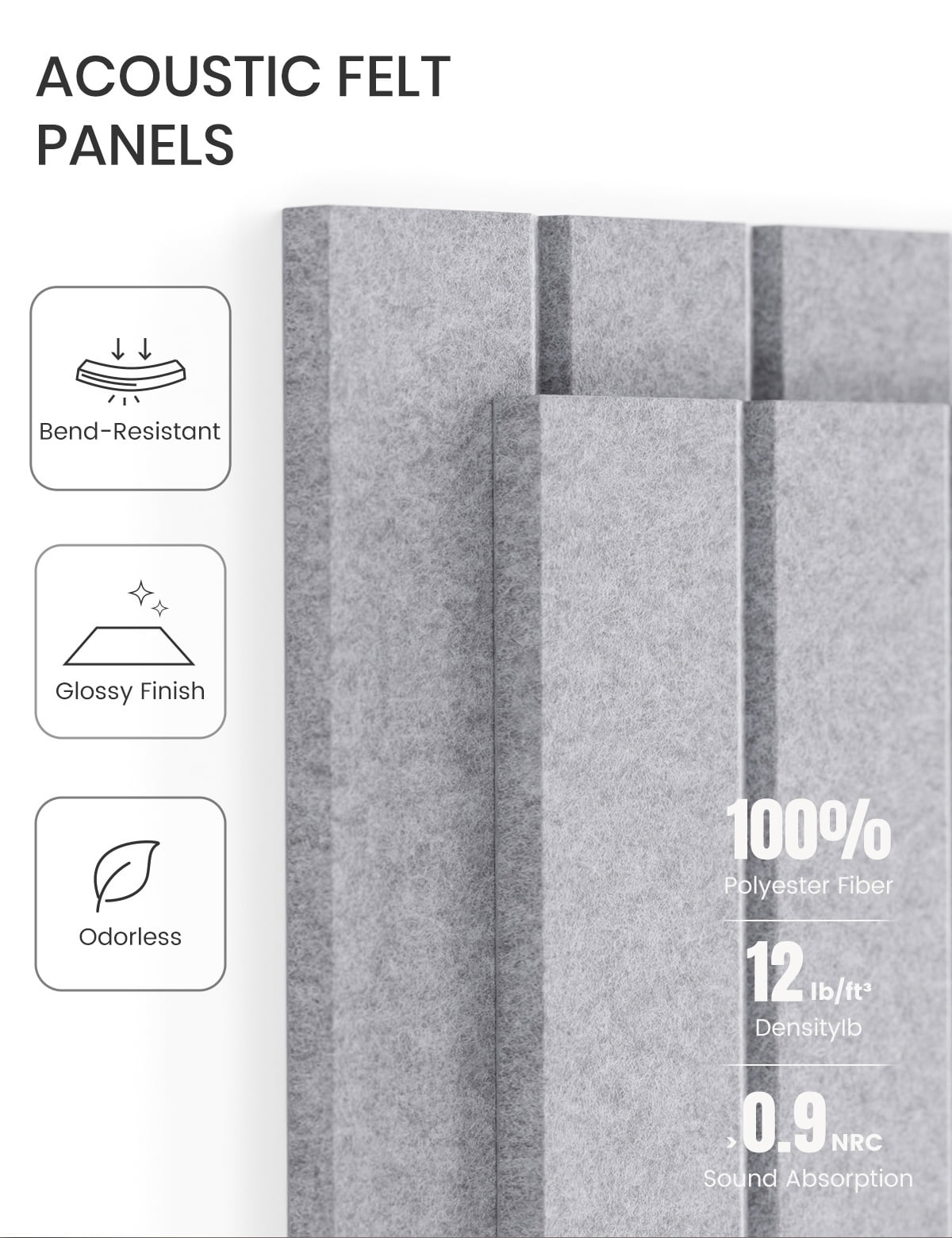 Fluxynara Felt Bulletin Board 36"x24" Cork Board Alternative - 6 Pack with 40 Safe Removable Adhesive Tabs, Cork Boards for Walls Felt Board for Home Office Classroom Pin Board-Soft Gray