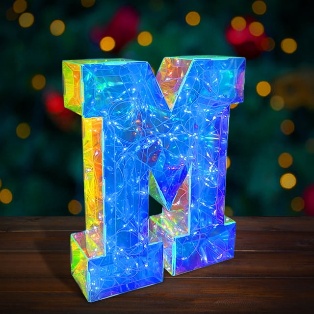 QIPOPIQ Marquee Letter Lights, Led Marquee Sign Light Up Letters Led Letters Lights 26 Alphabet, Prismatic Iridescent Letters Led Lights Plastic Letters Sign For Home Party Christmas Decor