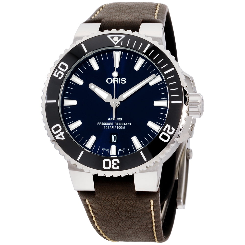 Oris Oris Aquis Blue Dial Leather Strap Men's Watch