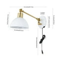 thumbnail image 4 of JONATHAN Y Lisa 18" Swing Arm 1-Light Modern Midcentury Iron USB Charging Port LED Sconce, White/Brass Gold, 4 of 9