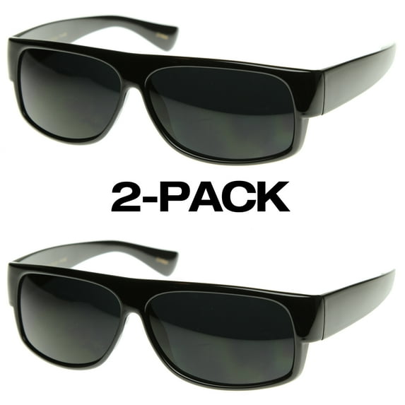 Locs Male Original OG Mad Dogger Locs Shades Sunglasses w/ Super Dark Lens (2-Pack (Black)) - mm