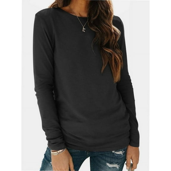 Long Sleeve T Shirts for Women Loose Fit, Crewneck Womens Long Sleeve Tops Casual Trendy Lightweight Basic Tee Tops