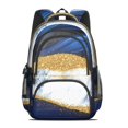 thumbnail image 2 of Blue Gold Marble Backpack for School,Cute School Bag,Schoolbag with Adjustable Shoulder Straps & Padded Back,16.9 Inch, 2 of 5
